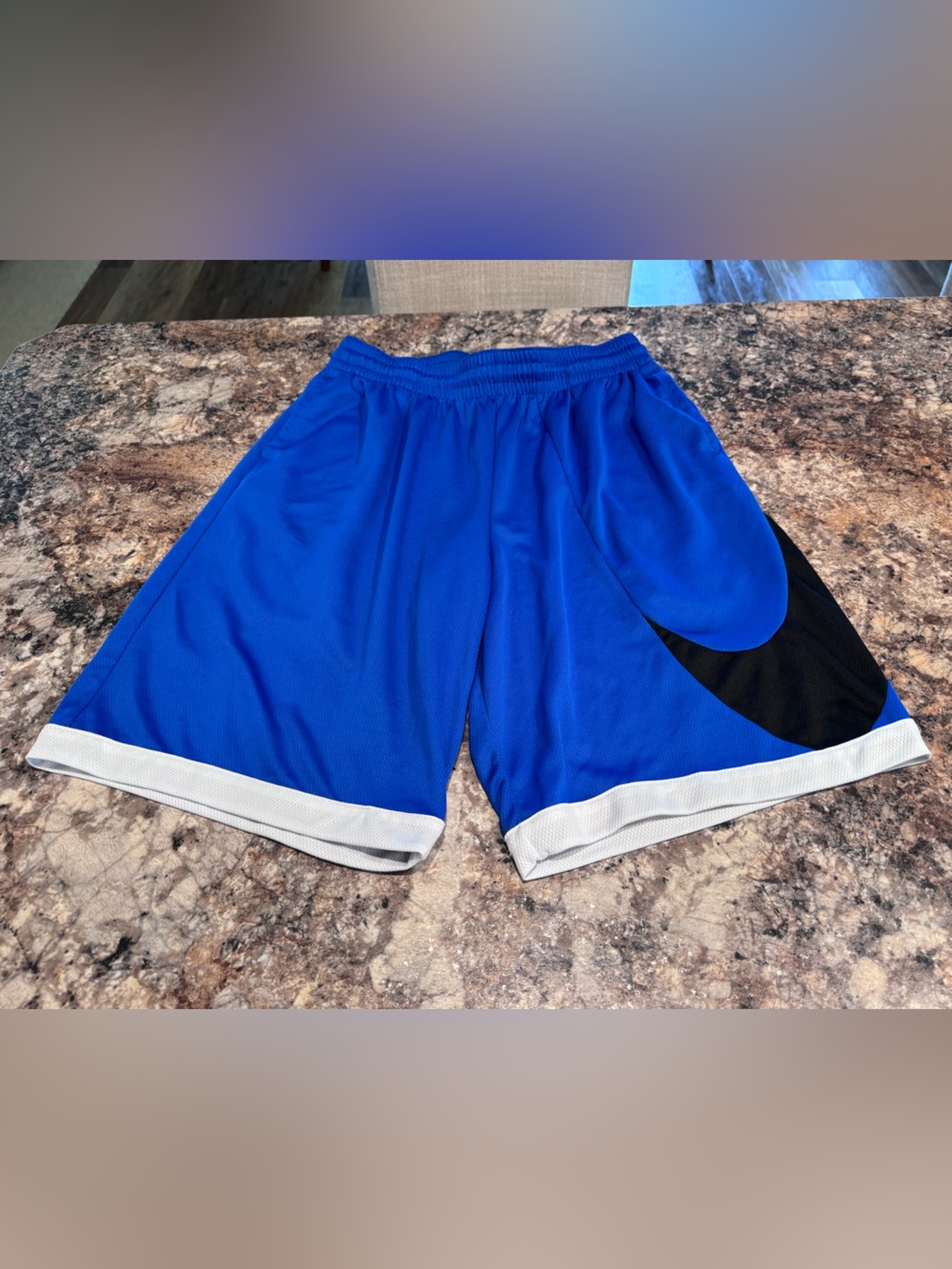 Nike Men's Royal Blue Athletic Shorts with Black and White Accents